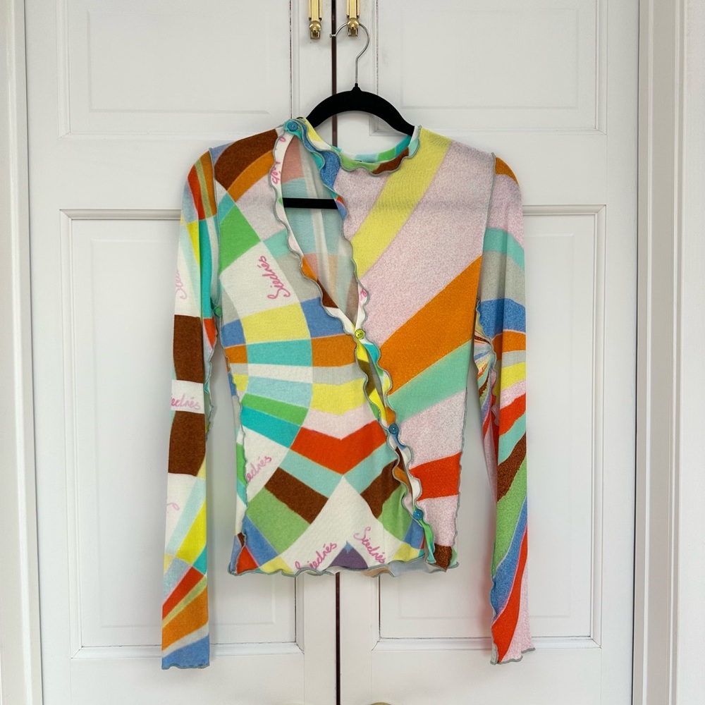 SIEDRES Colorful Geometric Long Sleeve Top